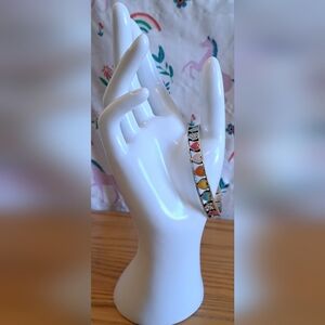 RARE Vintage Brighton Rainbow Heart Swarovski Crystal & Silver Bracelet Jewelry